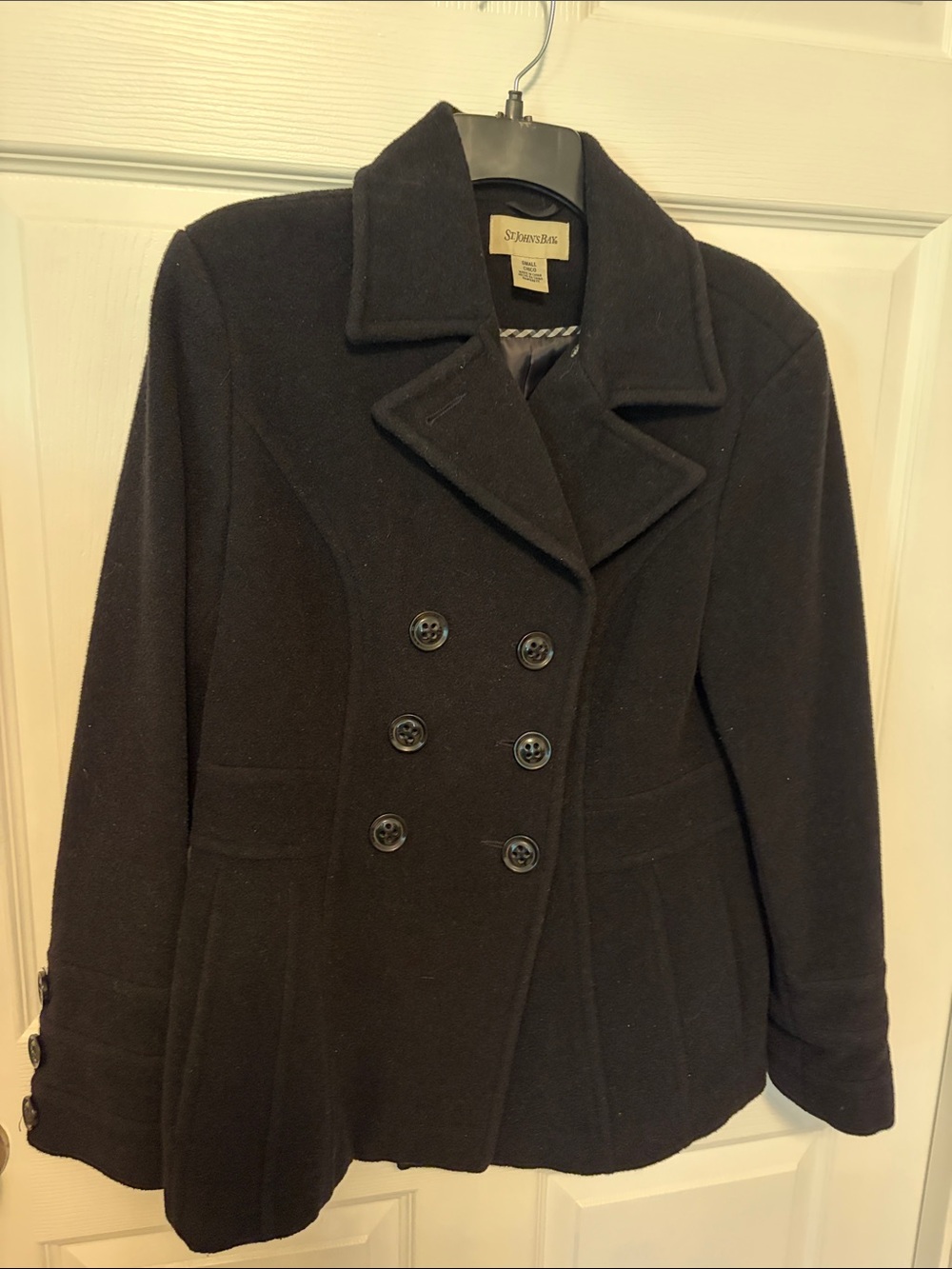 St. John's Bay Black Double-Breasted Pea Coat